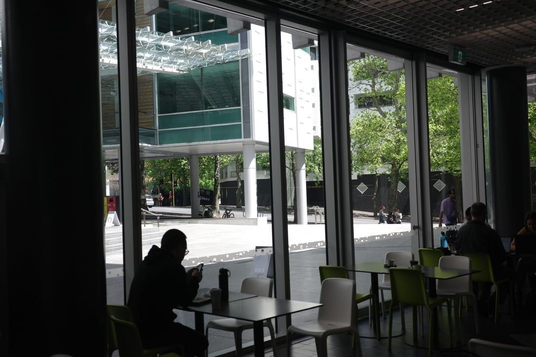 The view outside from the cafe inside the university