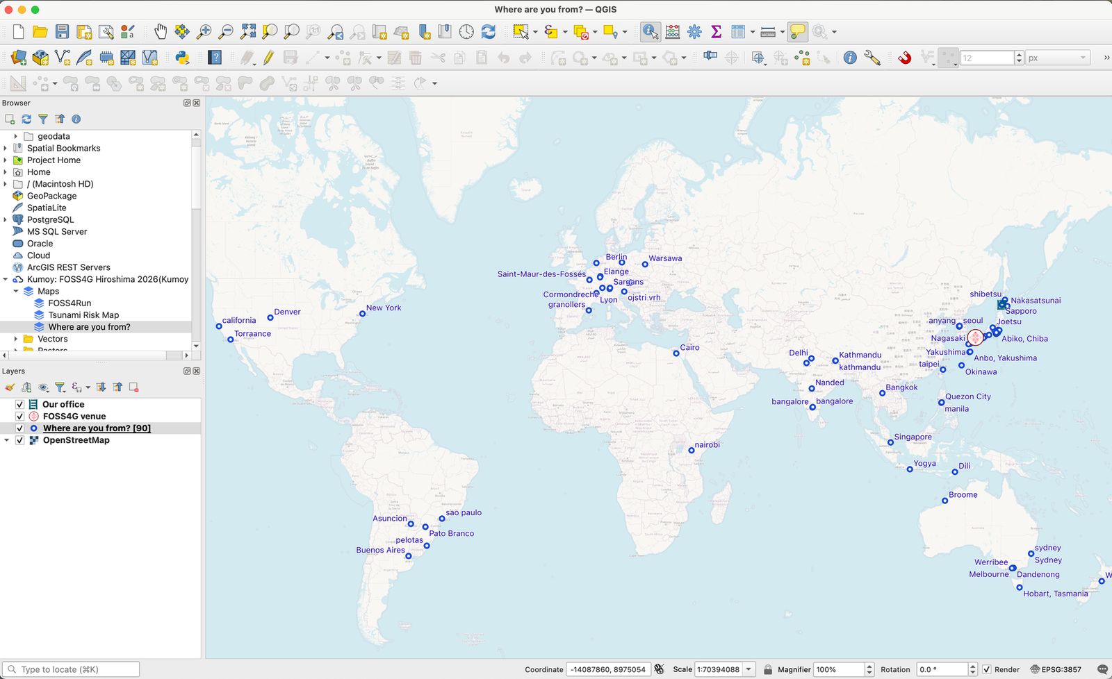 The “Where are you from?” map in QGIS