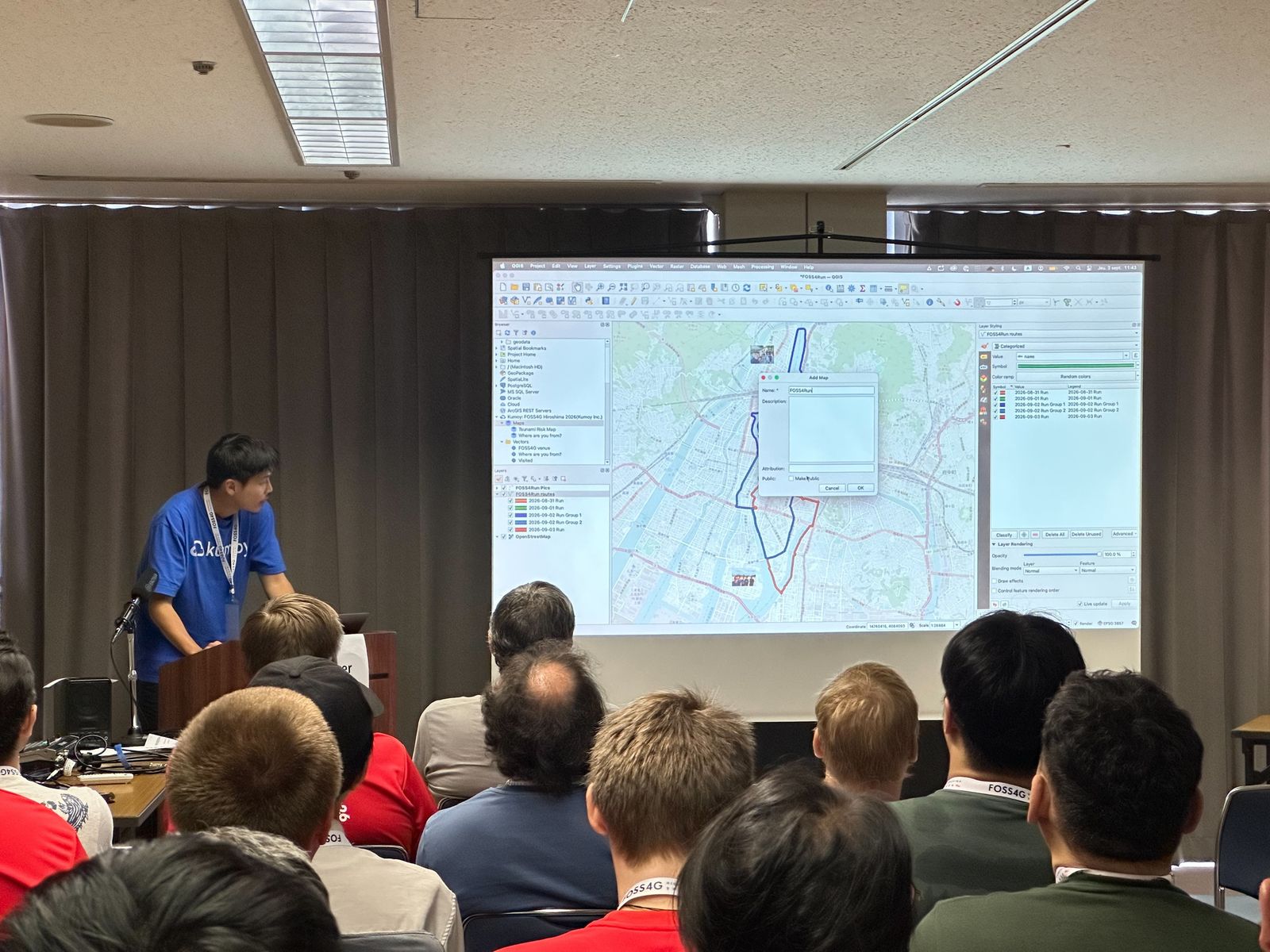 Demo of publishing the FOSS4Run map from QGIS to the web