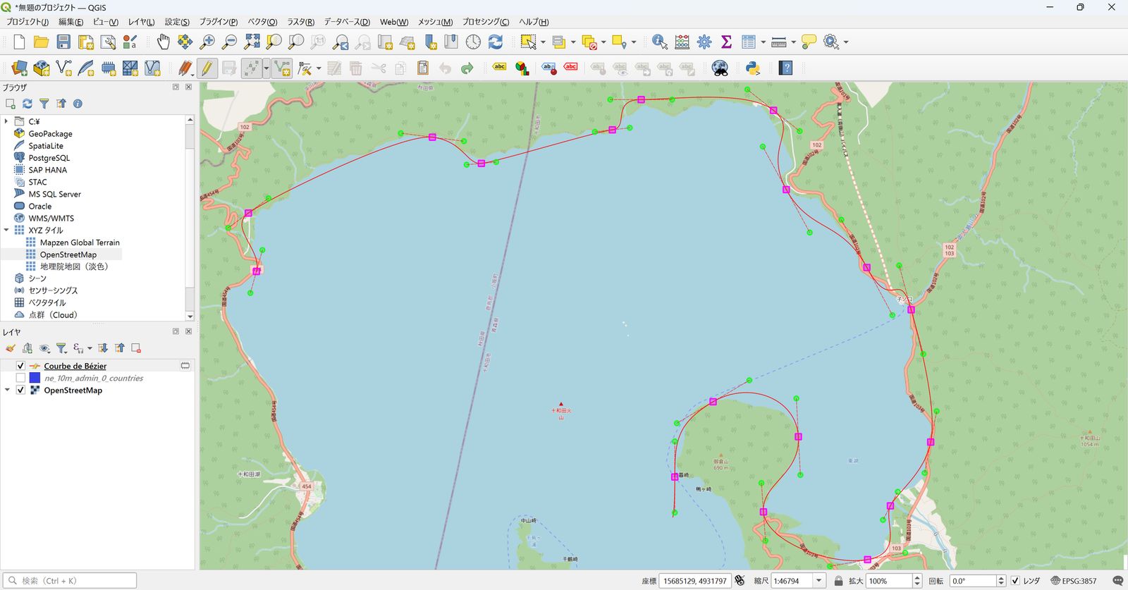 Creating a line feature with Bézier curves