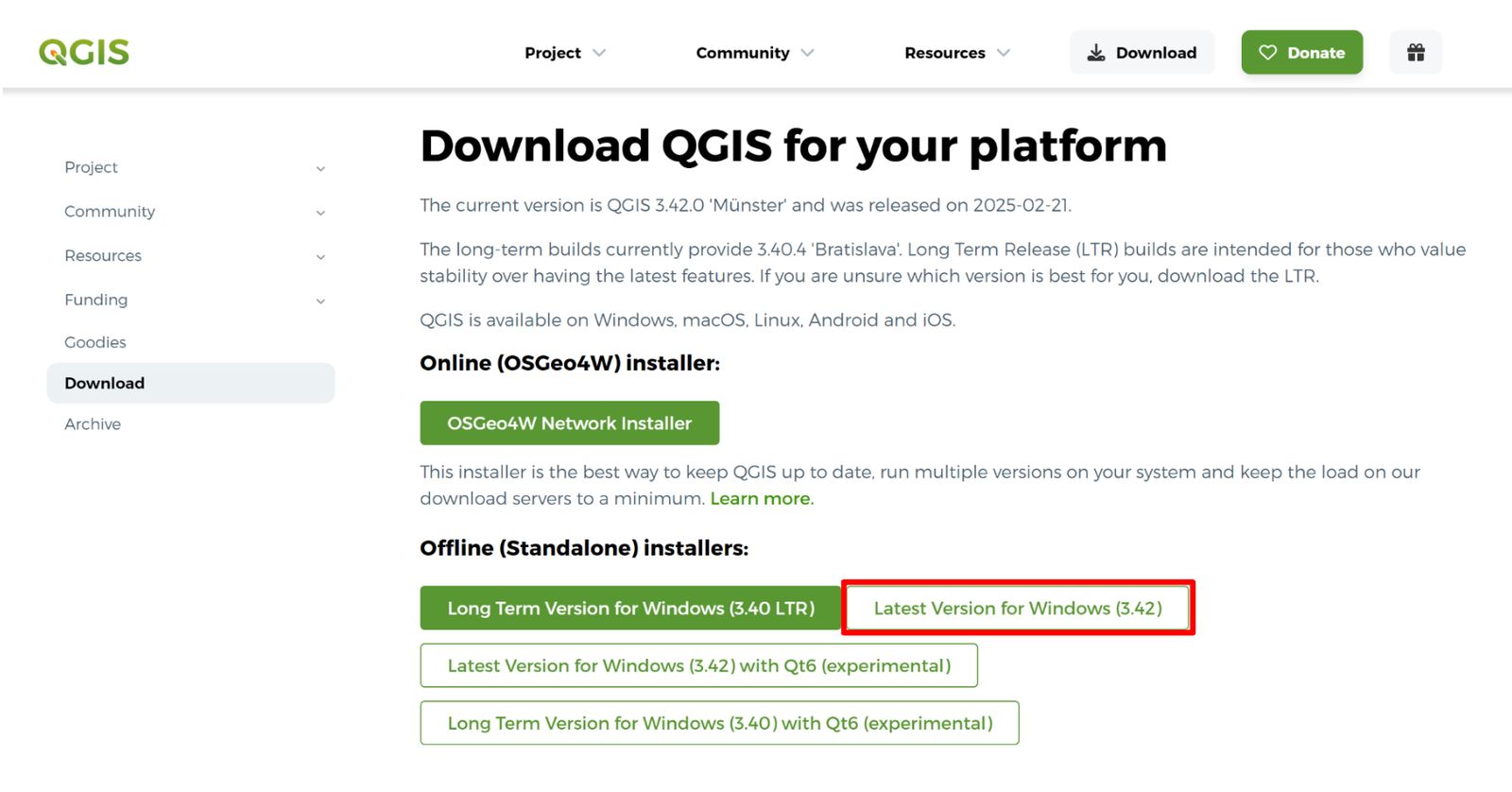Click Latest Version for Windows
