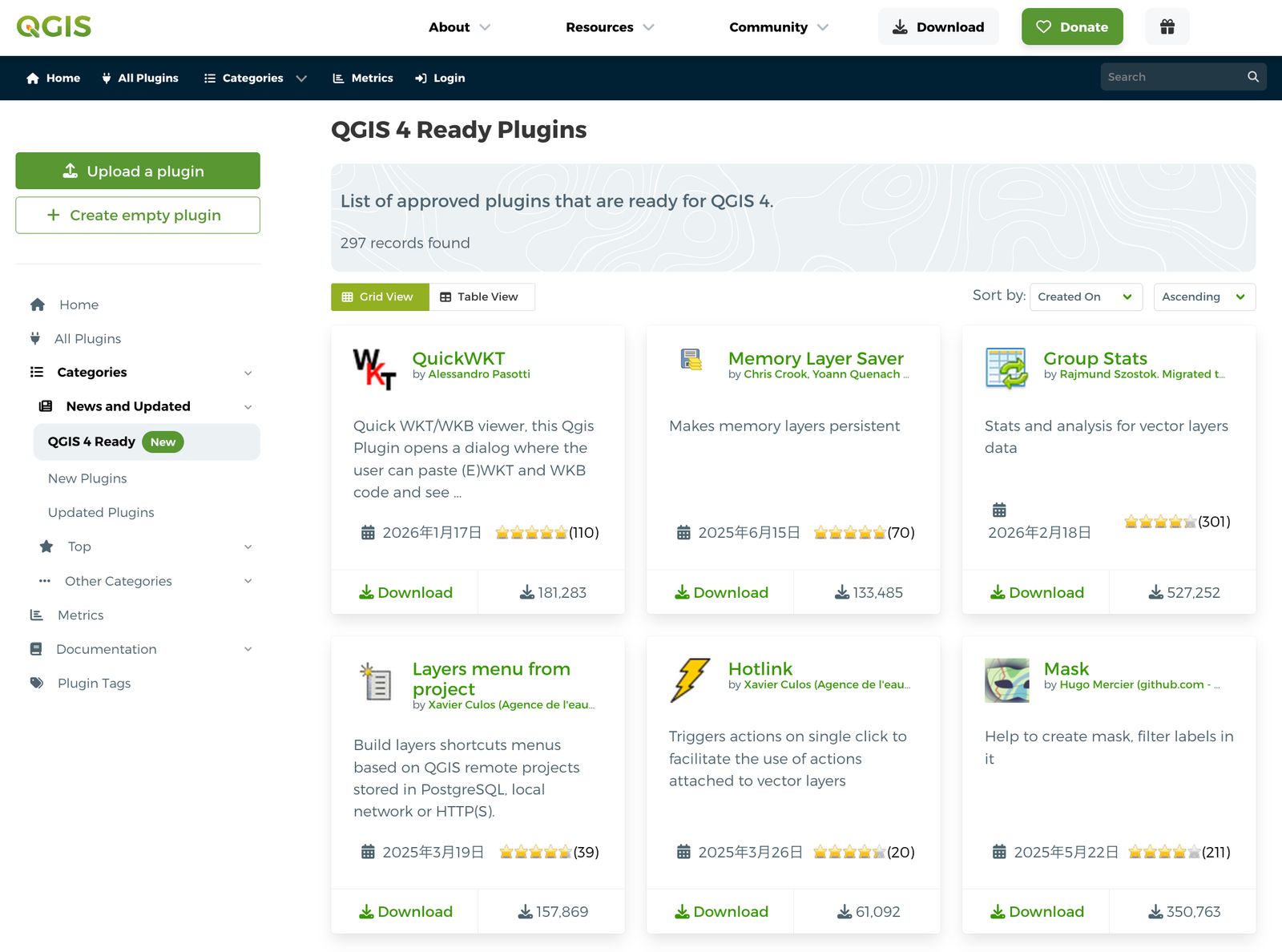 Plugins listed in QGIS 4 Ready Plugins