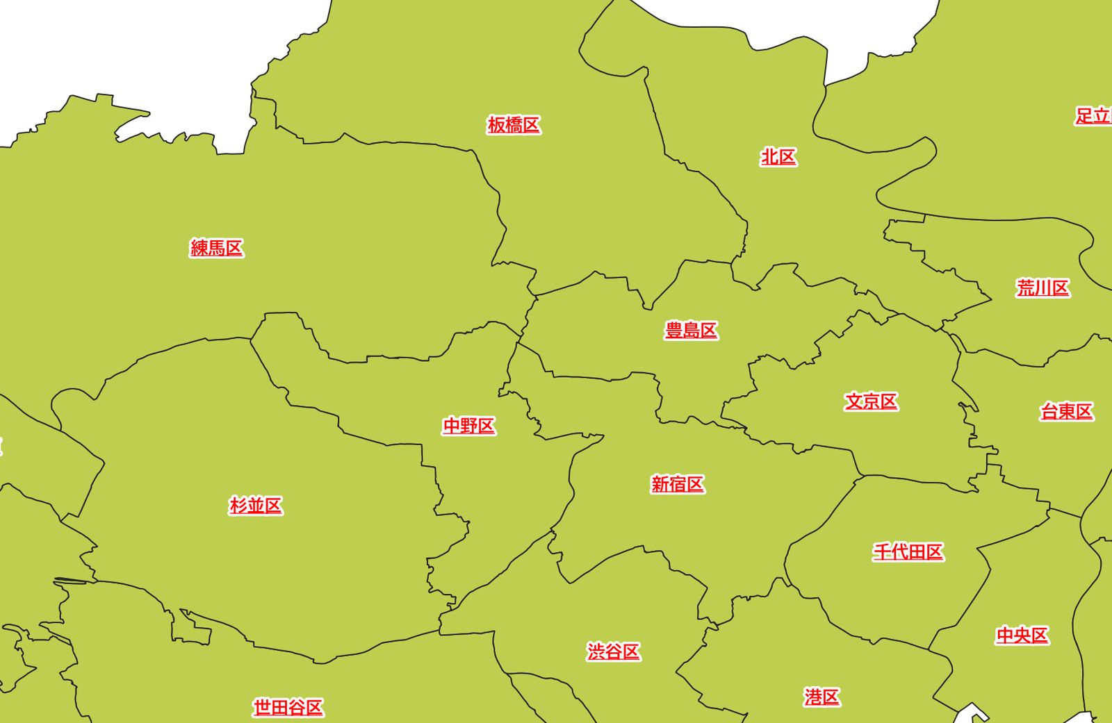 Red text emphasized with bold and an underline (Created by processing “National Land Numerical Information (Administrative Area Data)” (Ministry of Land, Infrastructure, Transport and Tourism))