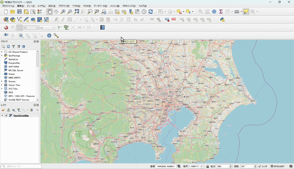 Zoom in or out on a specified area with the magnifier icons with a plus or minus sign in the toolbar (© OpenStreetMap contributors)