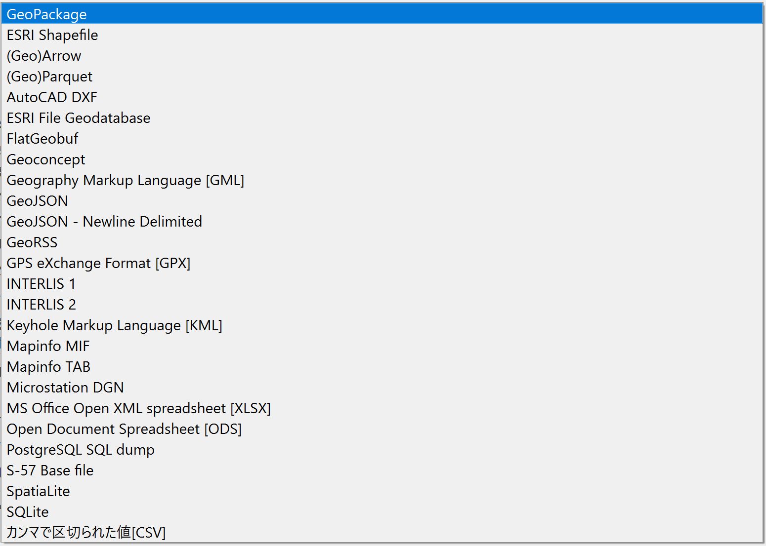 Data formats that QGIS supports (vector files)