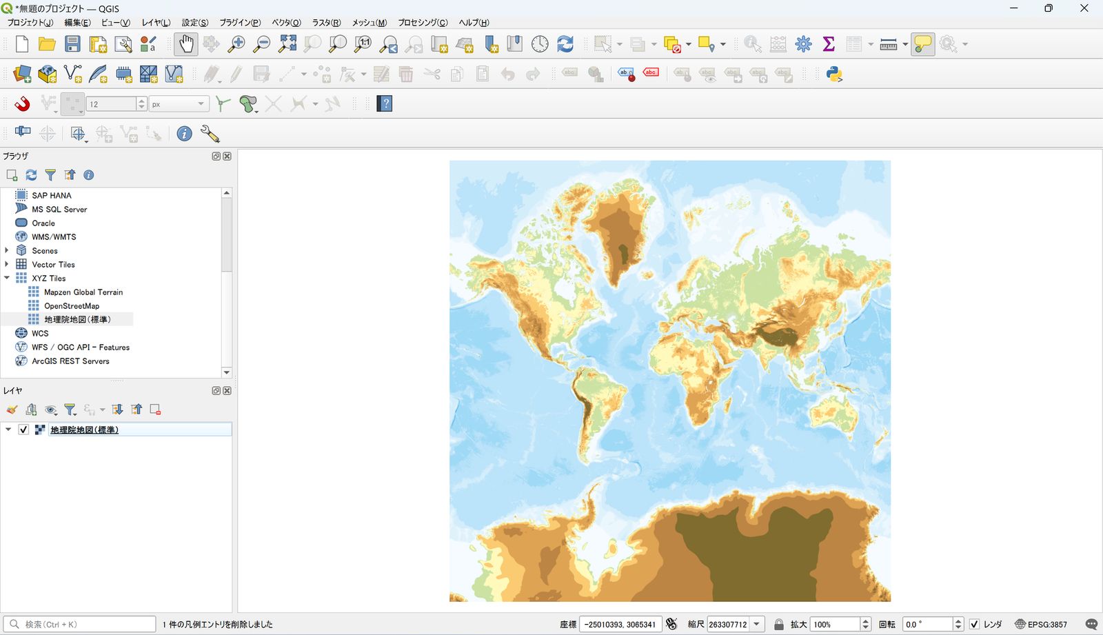 GSI Maps displayed on the map canvas (created by processing GSI Tiles)