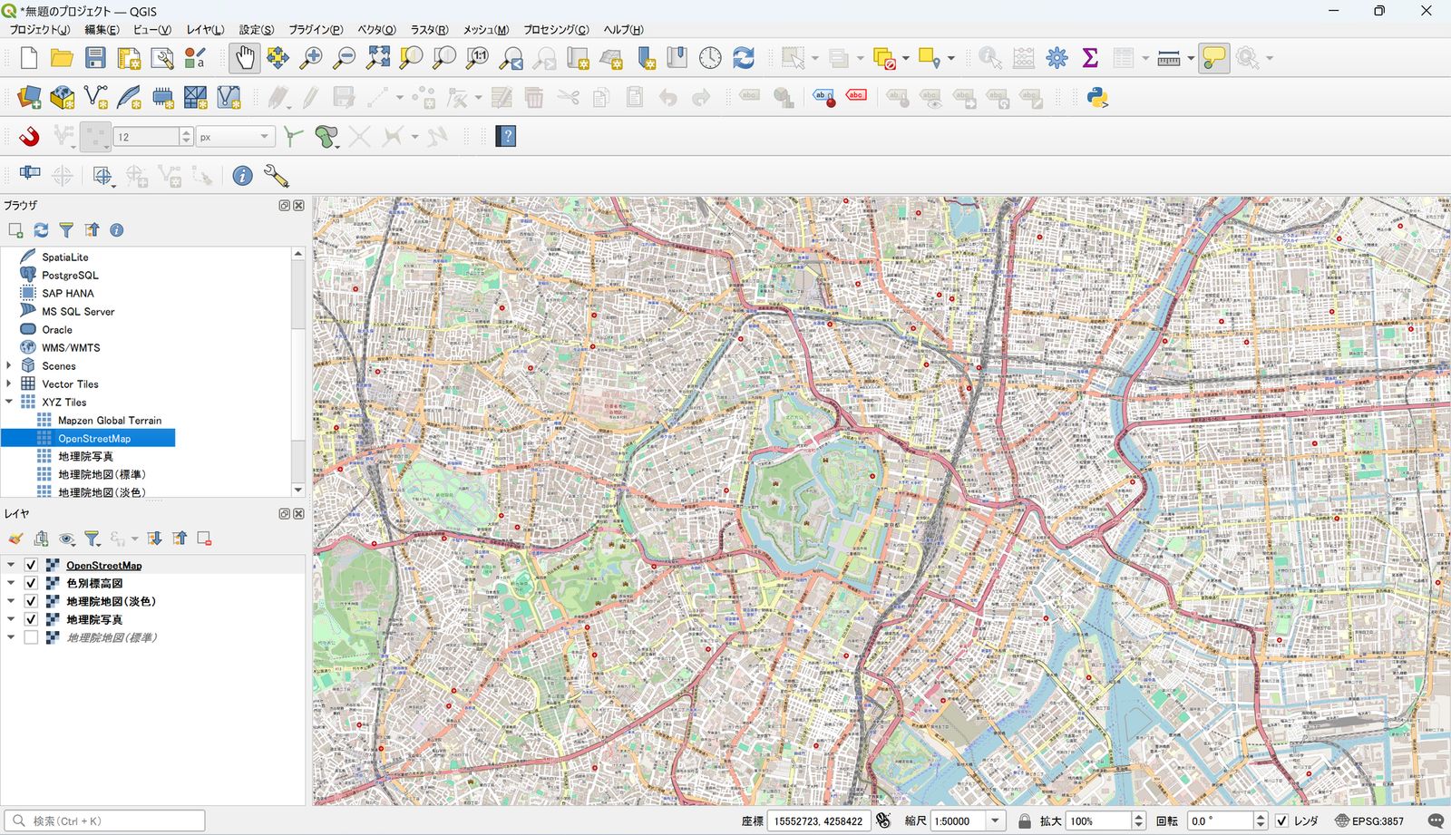 OpenStreetMap showing the area around Tokyo Station (© OpenStreetMap contributors)