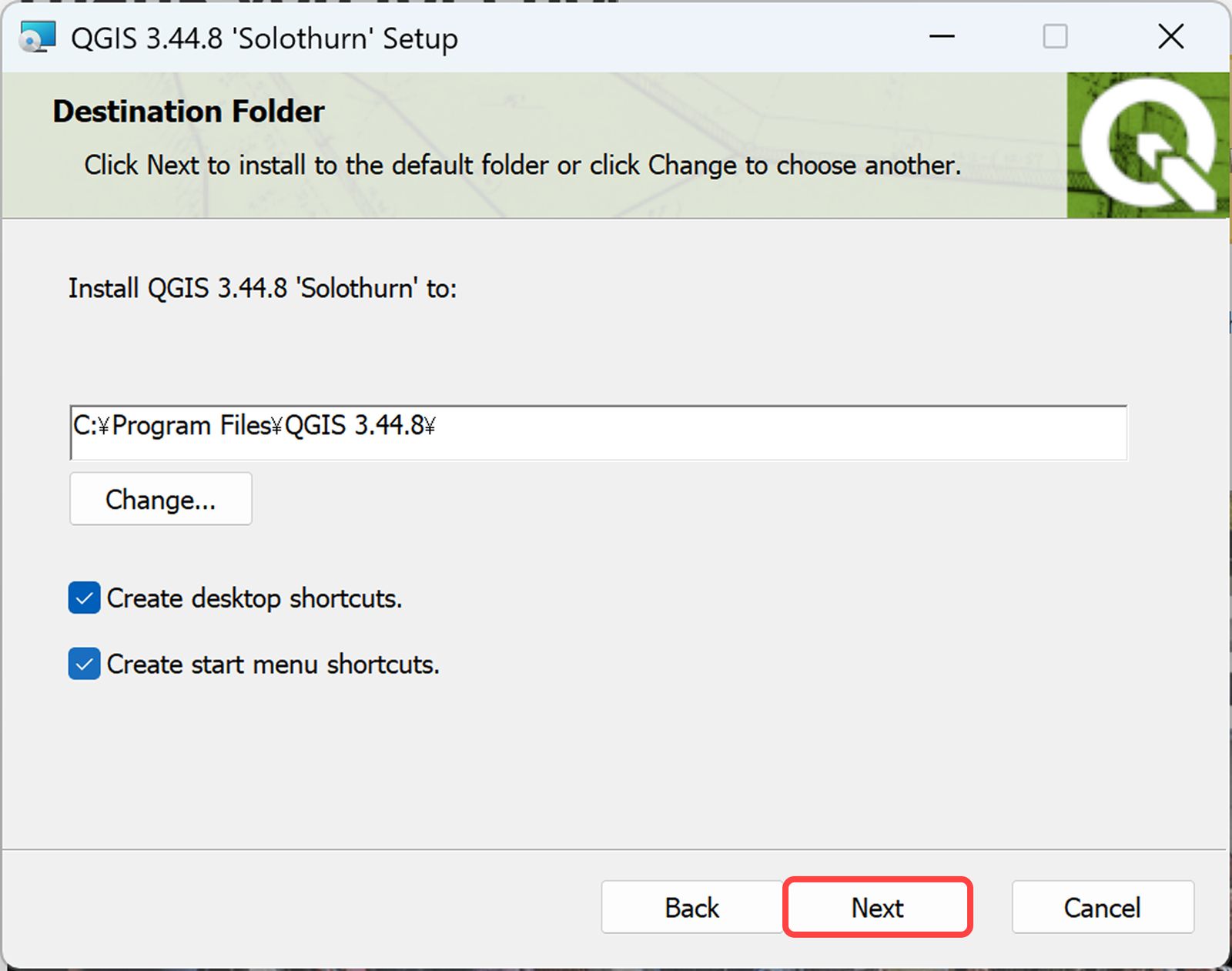 Click Next without making any changes
