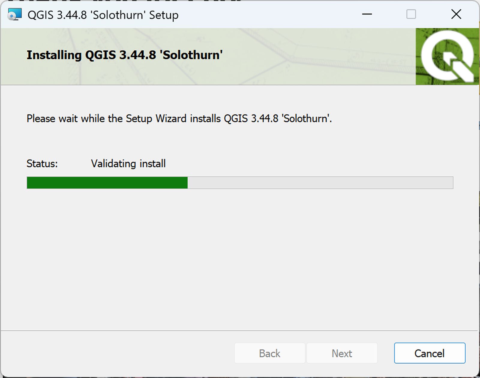 Wait for the installation to finish