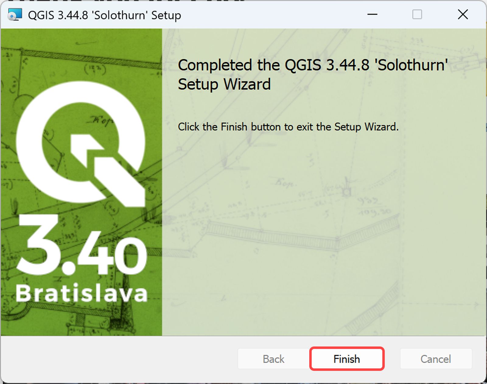 Click Finish to close the installer