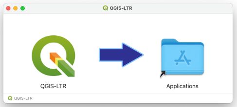 Drag and drop the QGIS icon onto the Applications folder