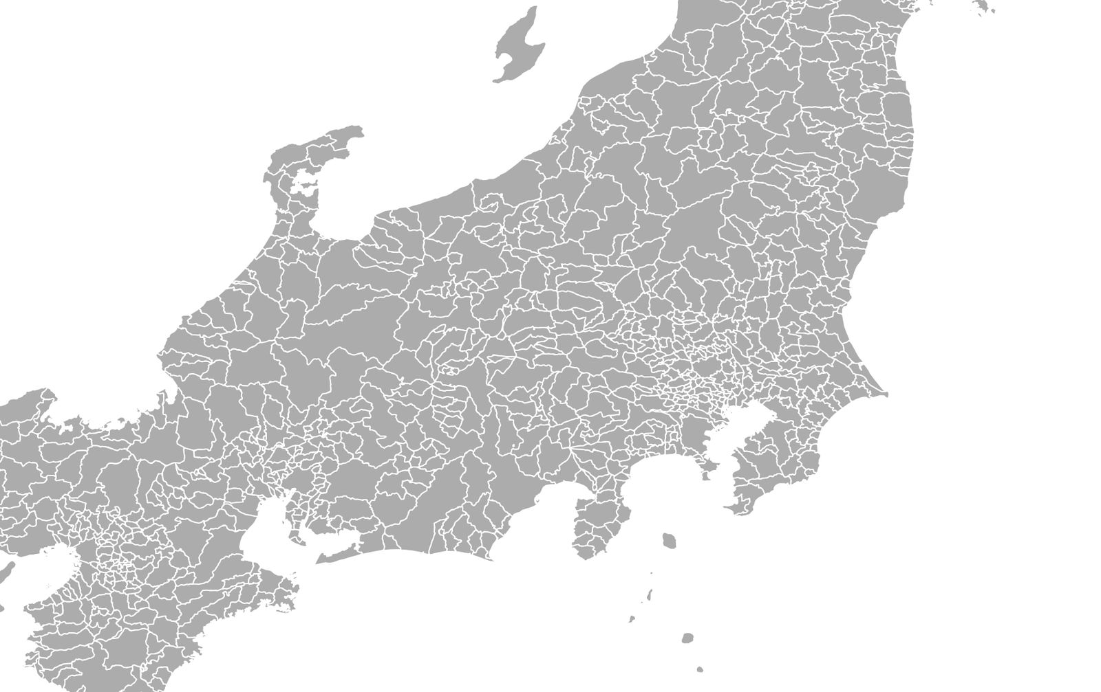 The color of the administrative area layer has changed (created by modifying Global Map Japan from GSI)