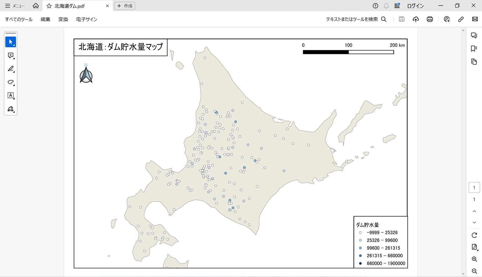 The print layout exported as a PDF. Adapted from “National Land Numerical Information (Dam Data)” (Ministry of Land, Infrastructure, Transport and Tourism)