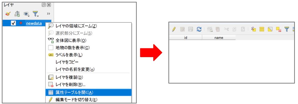 The attribute table has the columns you set up in advance