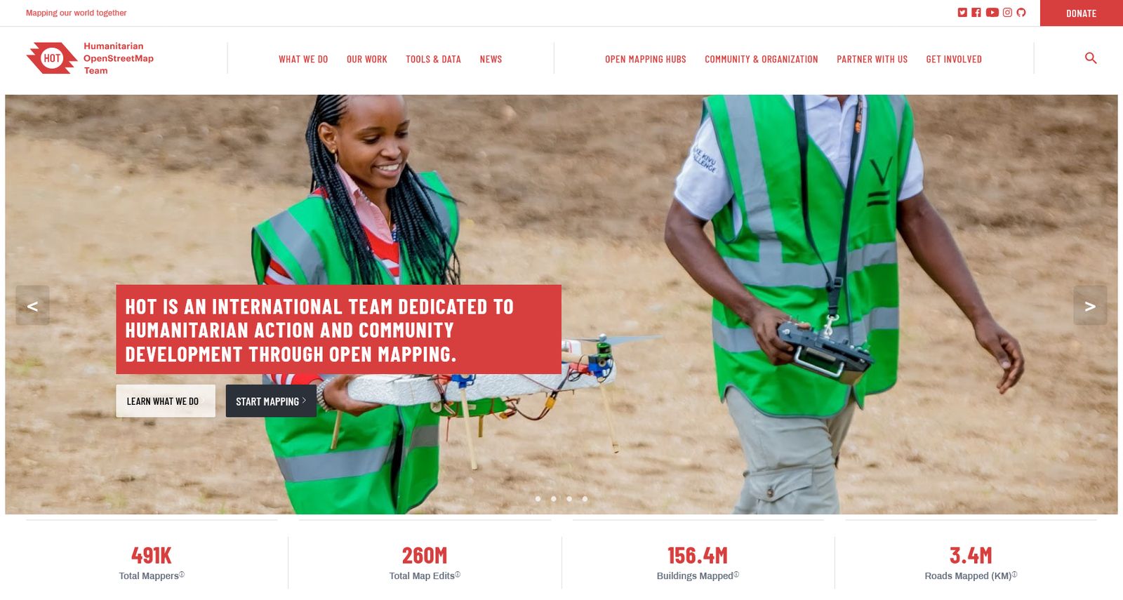 Humanitarian OpenStreetMap Team homepage