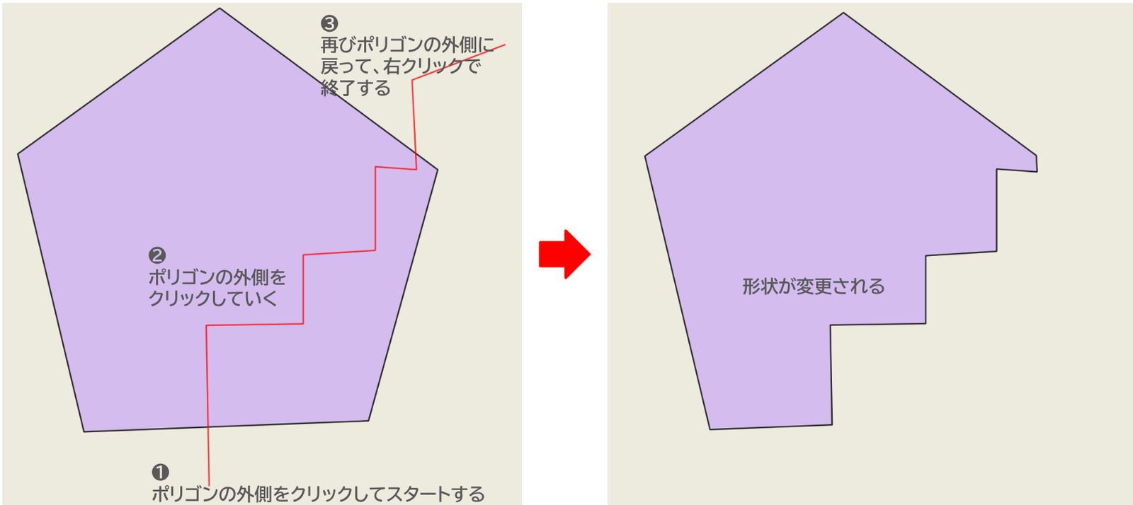 ポリゴンの領域の一部を削除する方法