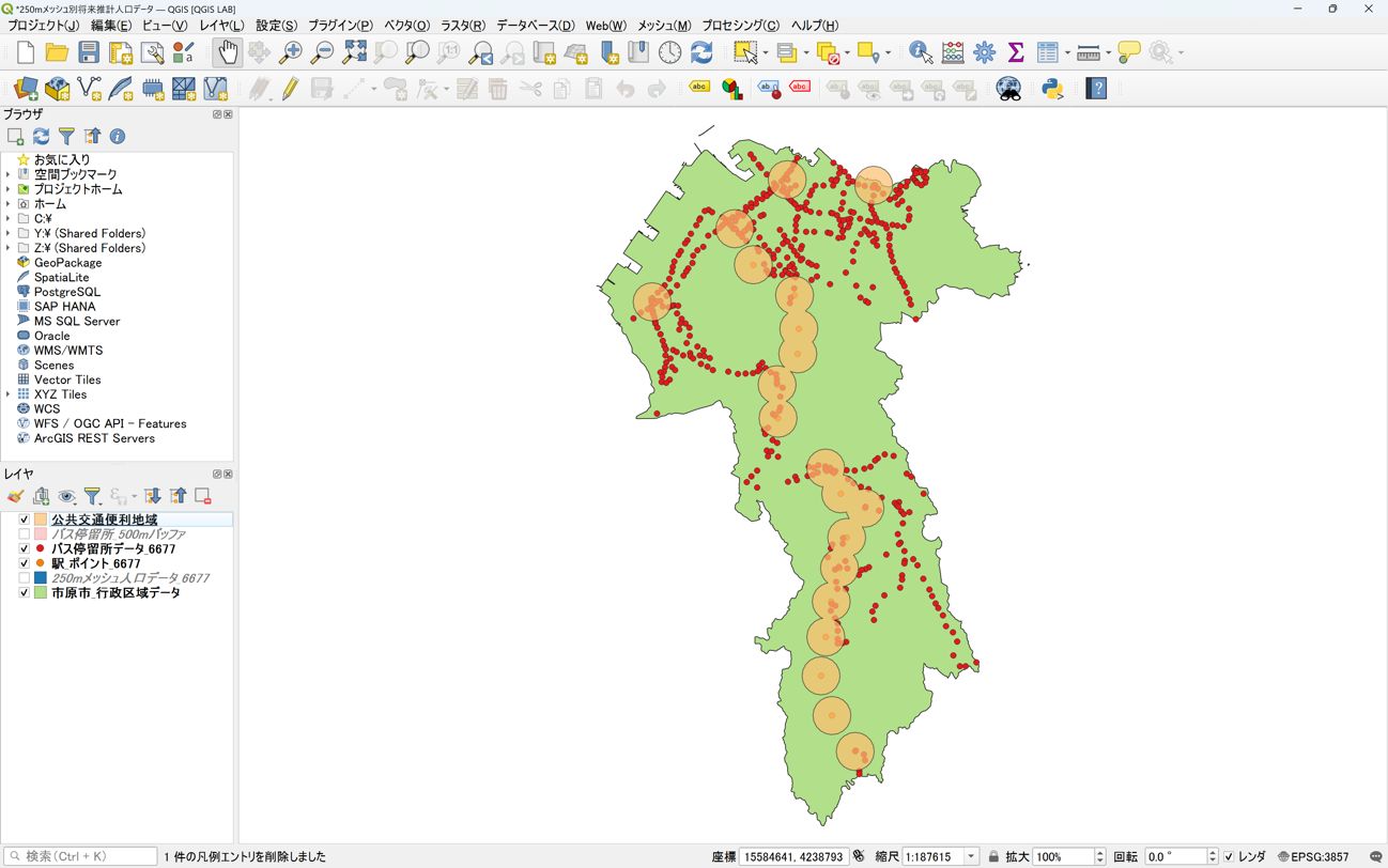 Analysis of public transportation gap areas (Source: National Land Numerical Information)