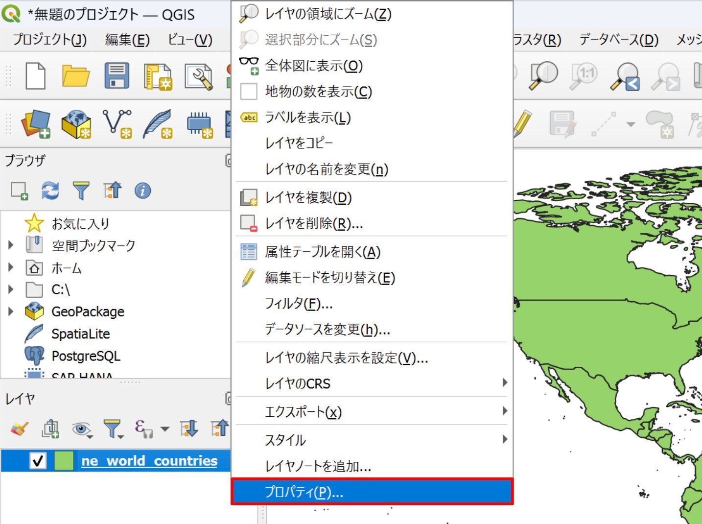 Right-click the layer and select Properties