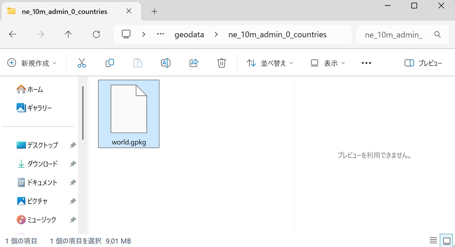 指定したパスにGeoPackageファイルが保存されている