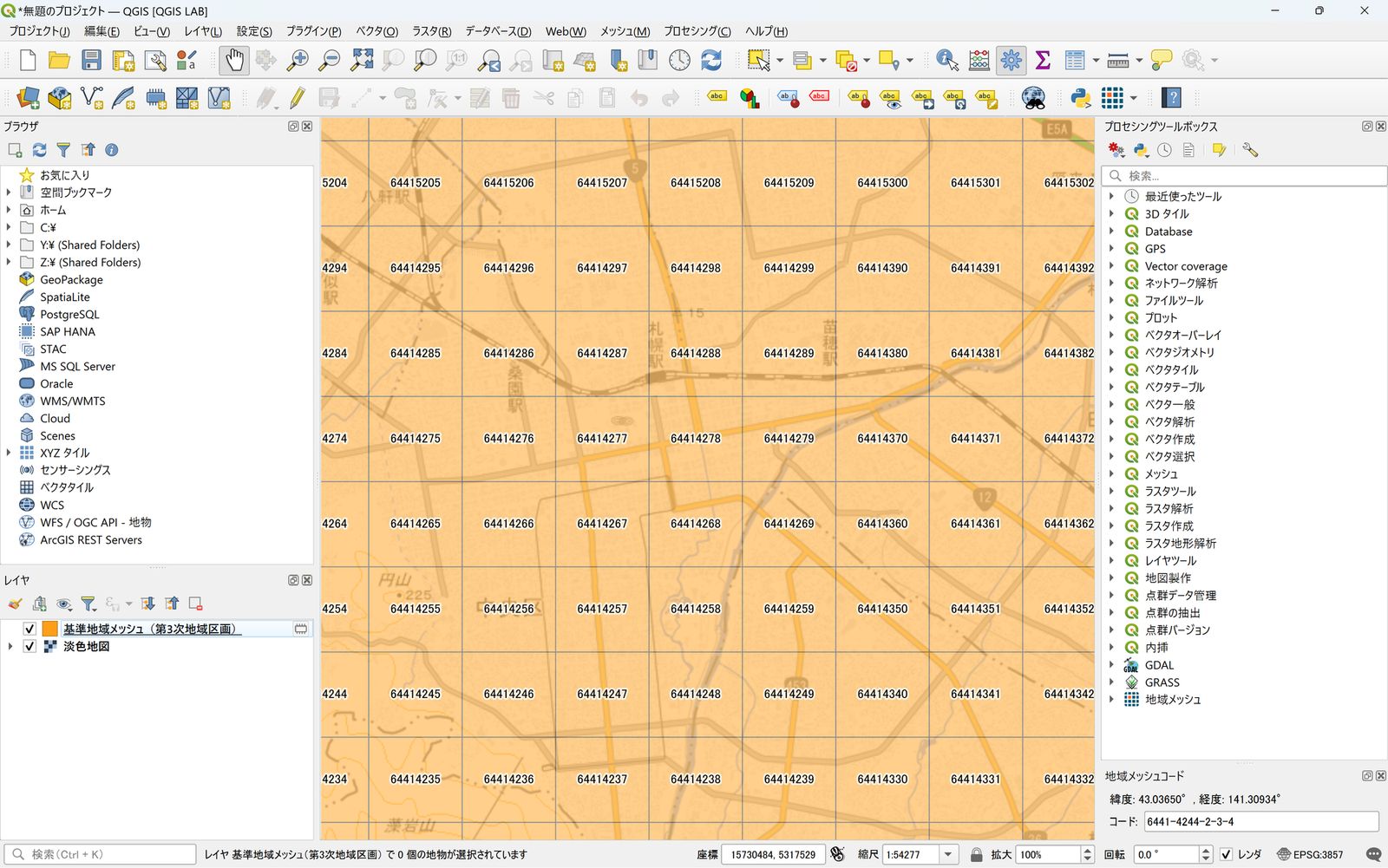 Standard grid squares added (source: GSI Tiles, published by the Geospatial Information Authority of Japan)