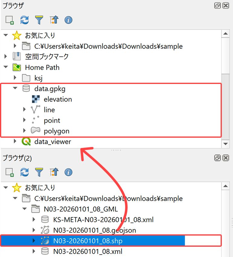 Manage data with two Browser panels