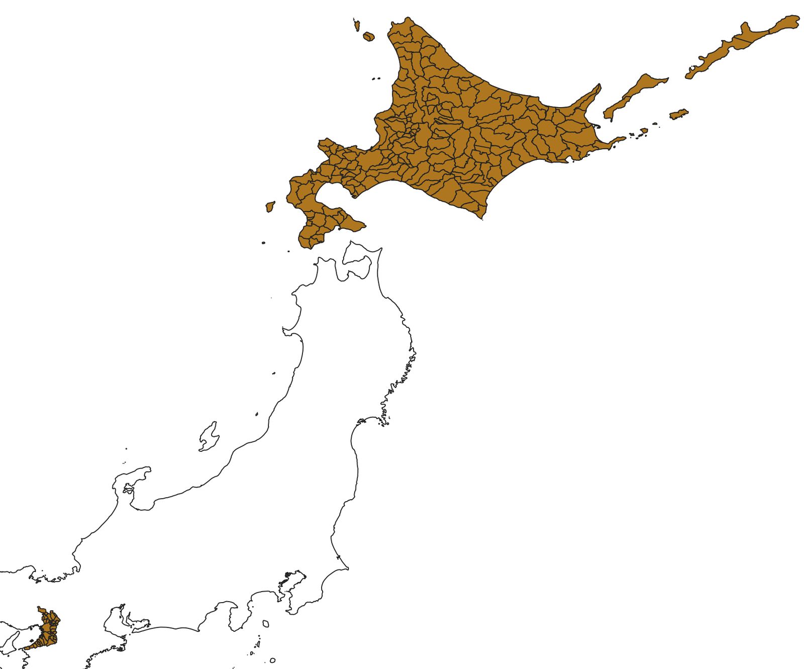 Only Hokkai Do and Osaka Fu are displayed. (Adapted from Global Map Japan, GSI)