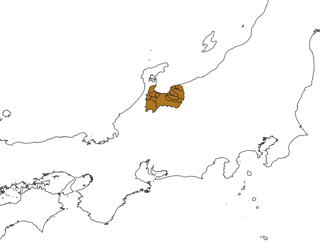 Only Toyama Ken is displayed. (Adapted from Global Map Japan, GSI)