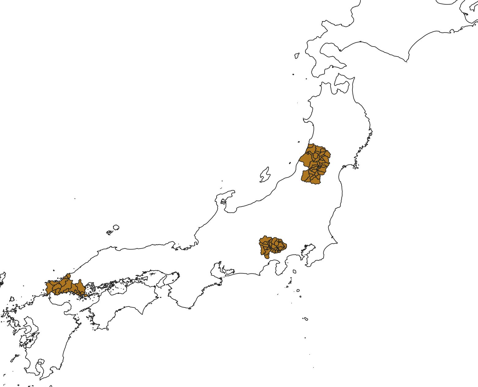 Yamagata Ken, Yamanashi Ken, and Yamaguchi Ken are displayed. (Adapted from Global Map Japan, GSI)
