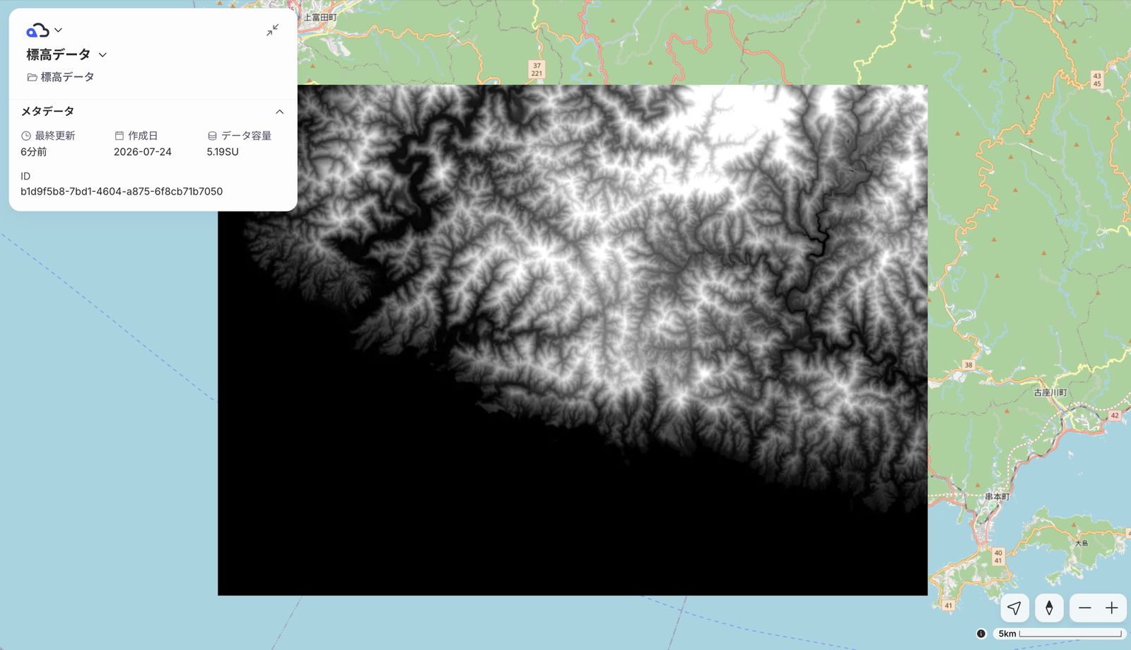 Raster data displayed in Kumoy