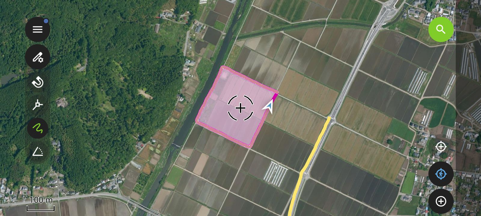 Entering a polygon with the tracking feature