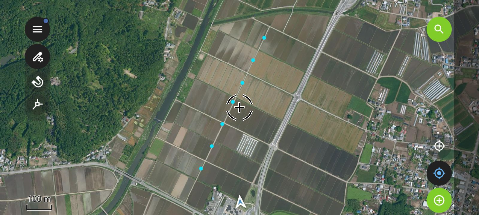 Points added every 100 meters