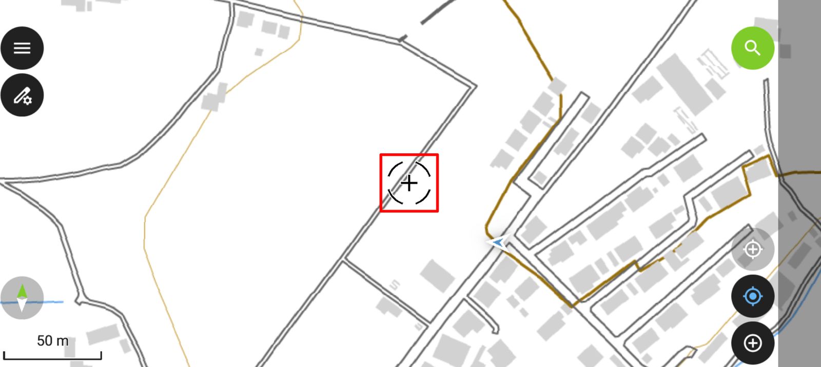 The input cursor appears as a crosshair (created by processing GSI Tiles)