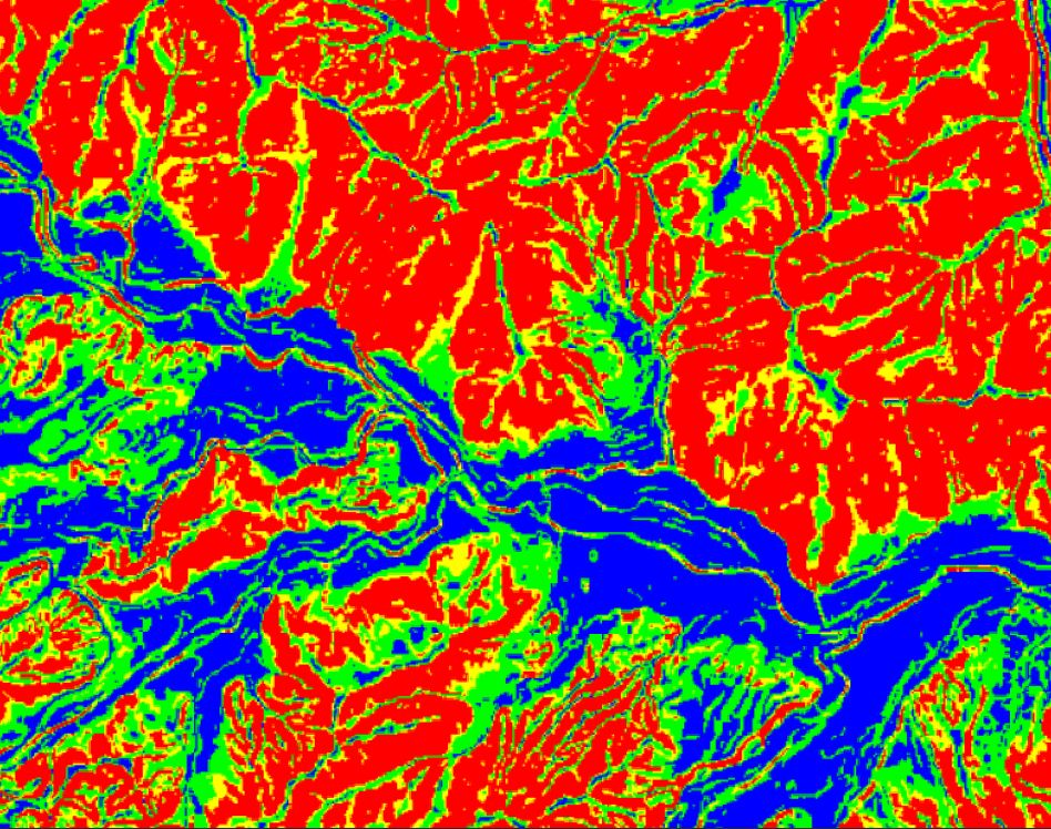 Slope classification map displayed