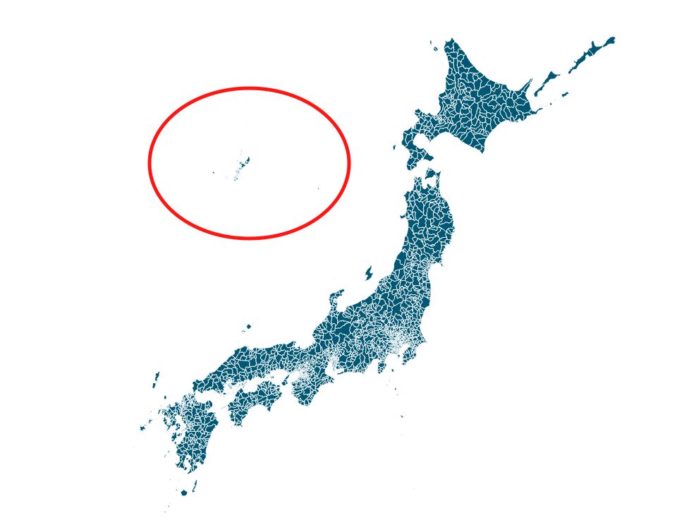 The Ryukyu Islands moved to the upper left of Honshu