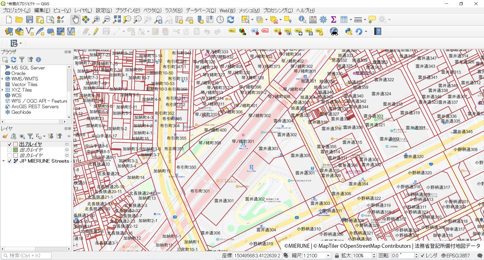 Output of the registry office map data