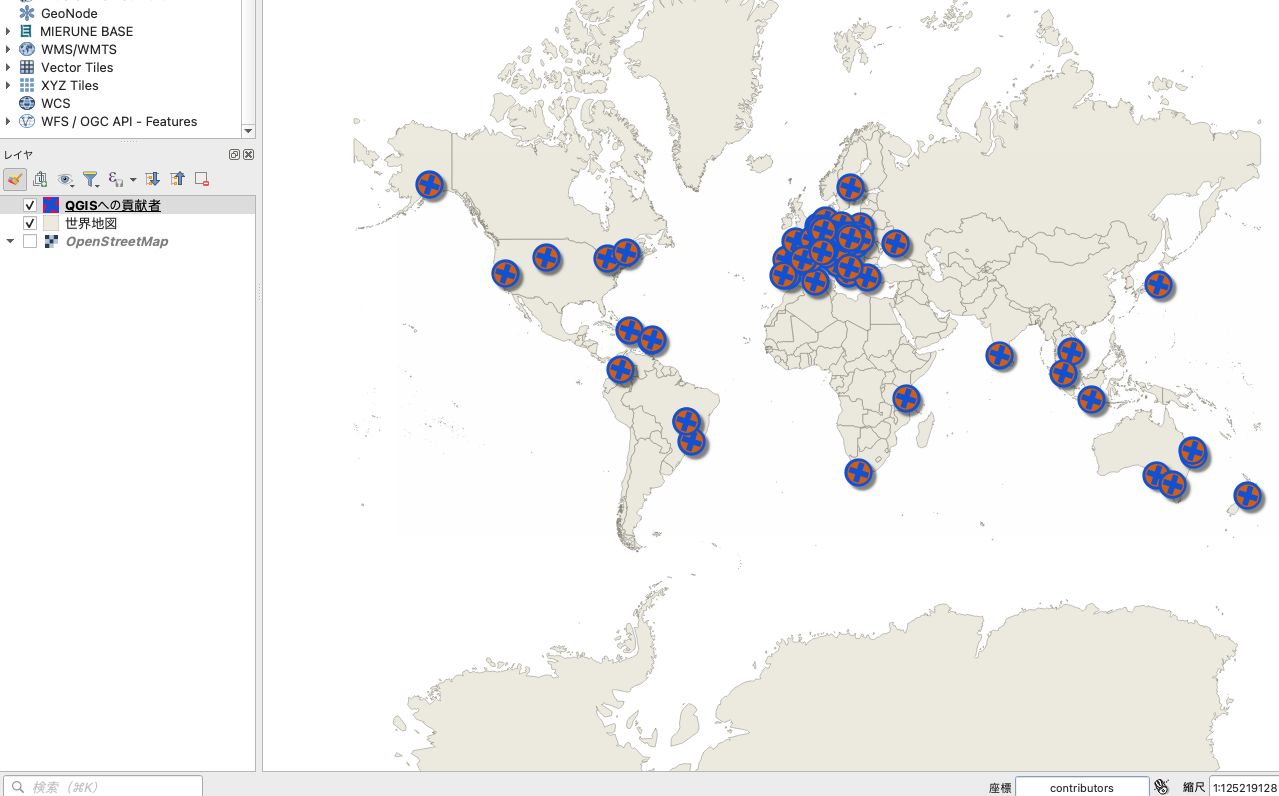 The locations of QGIS contributors