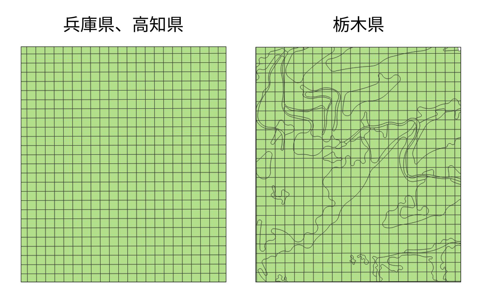 Differences in how the mesh is divided
