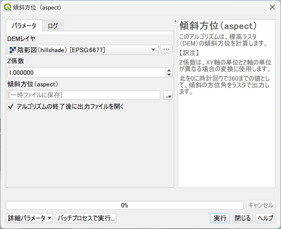The Aspect tool dialog