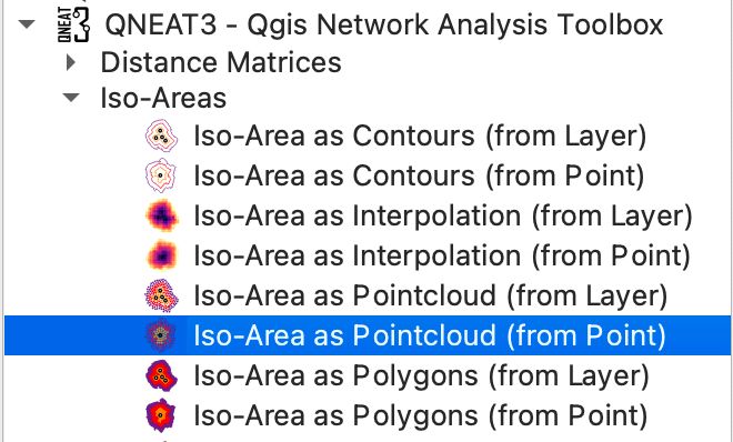 Selecting QNEAT3 in the Processing Toolbox