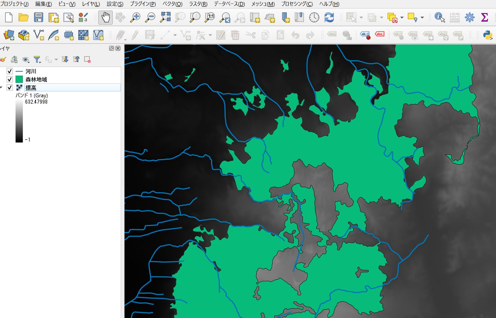 Preparing the data used (created by processing Fundamental Geospatial Data (Geospatial Information Authority of Japan) and “National Land Numerical Information (Forest Area, River)” (Ministry of Land, Infrastructure, Transport and Tourism))