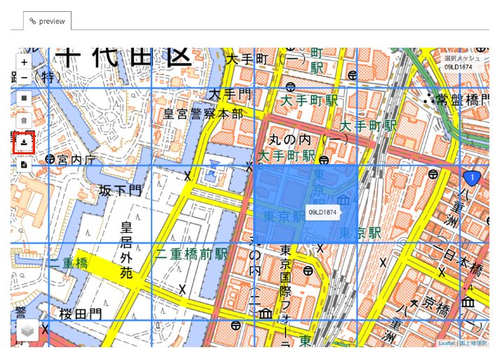 Select the grid cell you want and click the download button (Source: G-Spatial Information Center)