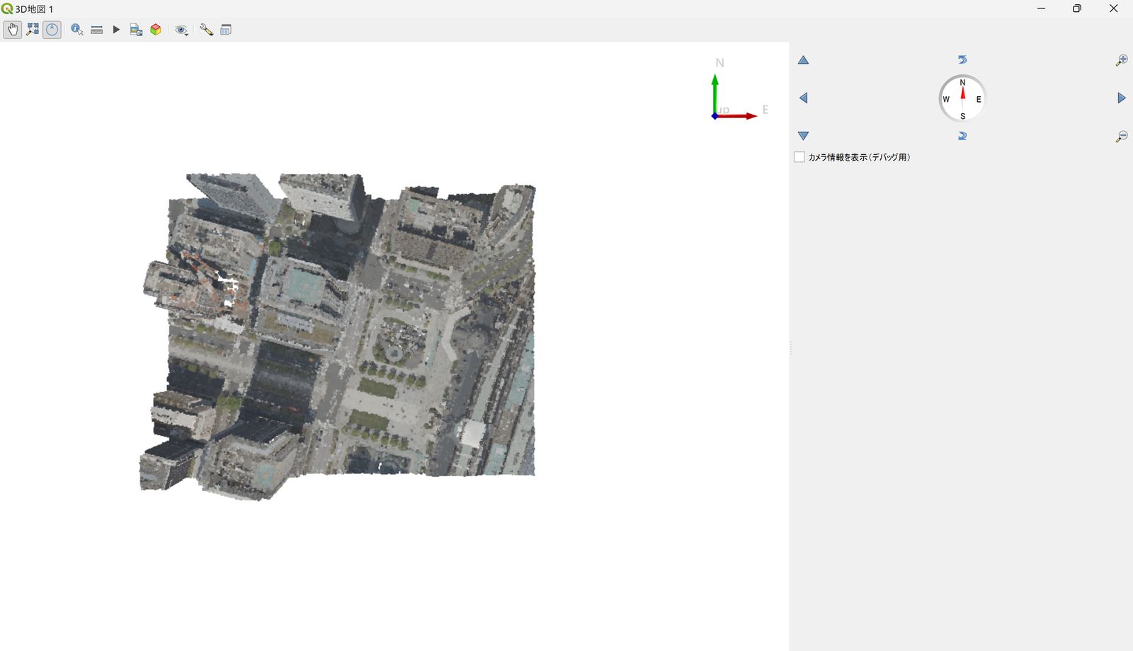 Point cloud data near Tokyo Station displayed in 3D. Created by processing point cloud data (Tokyo Digital Twin Realization Project)