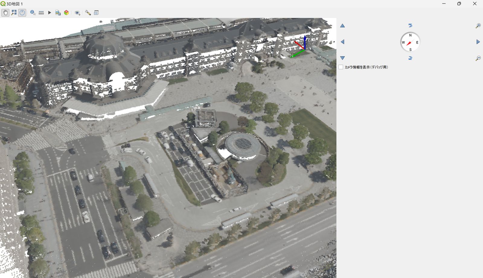 Point cloud data near Tokyo Station displayed in 3D. Created by processing point cloud data (Tokyo Digital Twin Realization Project)